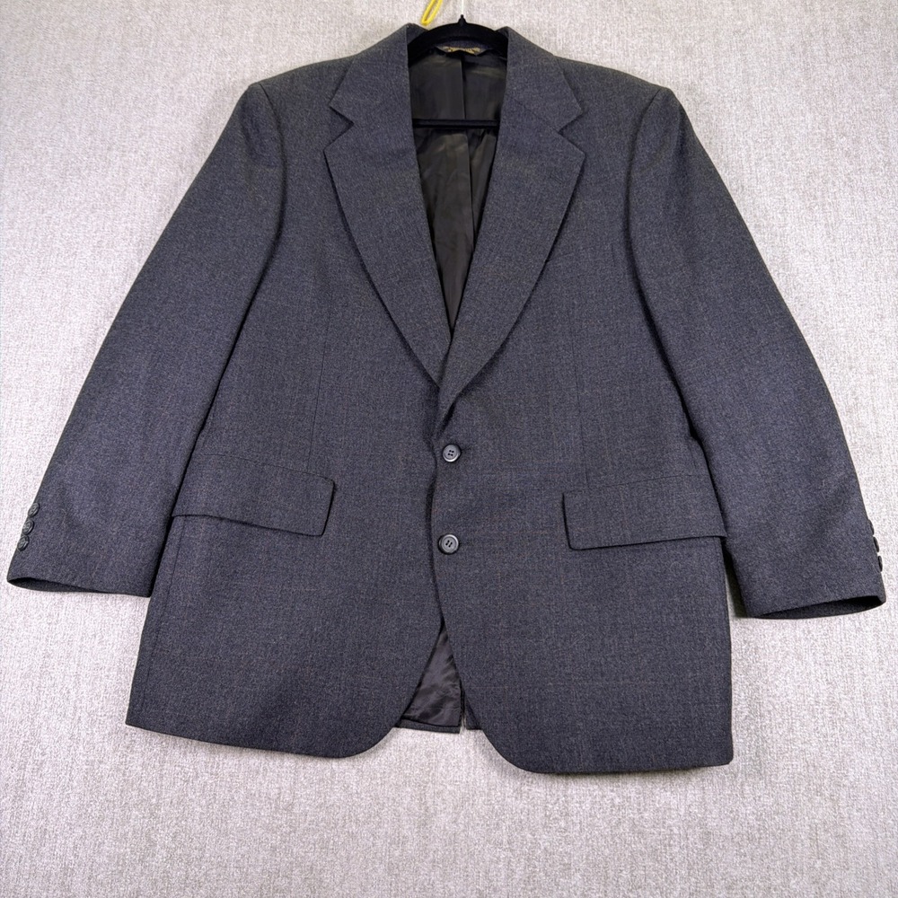 Embassy‎ Square USA Made Sport Coat Men 42R Charcoal Solid Wool Two Buttons